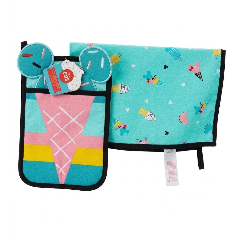 Disney Eats Mickey Mouse Ice Cream Cone Pot Holder & Kitchen Towel Set – New